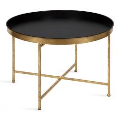 Celia Black 19 in. Round Metal Coffee Table by Kate and Laurel