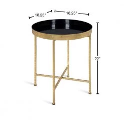 Celia 18.25 in. Black Round Metal End Table by Kate and Laurel -Sealy Sales Store black gold kate and laurel end side tables 214604 40 1000