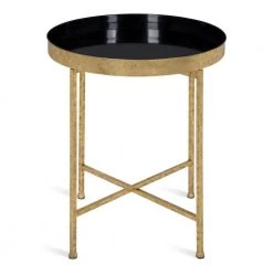 Celia 18.25 in. Black Round Metal End Table by Kate and Laurel -Sealy Sales Store black gold kate and laurel end side tables 214604 4f 1000