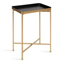 Celia 18 in. Black Rectangle Metal End Table by Kate and Laurel