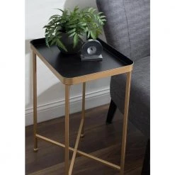 Celia 18 in. Black Rectangle Metal End Table by Kate and Laurel -Sealy Sales Store black gold kate and laurel end side tables 219947 76 1000