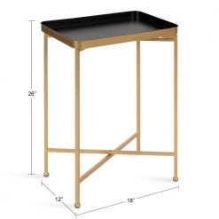 Celia 18 in. Black Rectangle Metal End Table by Kate and Laurel -Sealy Sales Store black gold kate and laurel end side tables 219947 c3 1000