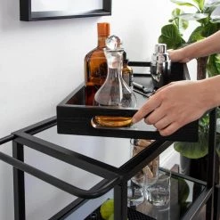 Giles Black Bar Cart by Kate and Laurel -Sealy Sales Store black kate and laurel bar carts 218326 fa 1000