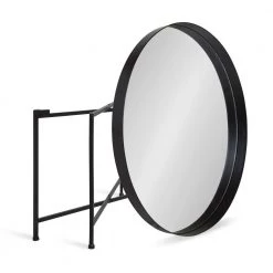 Celia Black 18.89 in. Round Glass (Mirror) Top Coffee Table by Kate and Laurel -Sealy Sales Store black kate and laurel coffee tables 214677 1f 1000