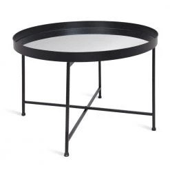 Celia Black 18.89 in. Round Glass (Mirror) Top Coffee Table by Kate and Laurel