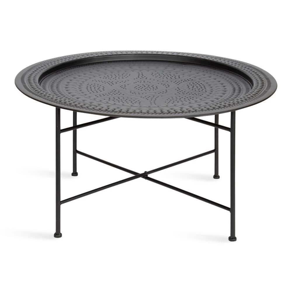 Razza Black 15.37 in. Round Metal Coffee Table by Kate and Laurel 7 Razza Black 15.37 in. Round Metal Coffee Table by Kate and Laurel - Image 5