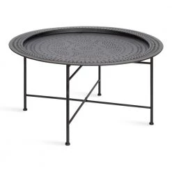 Razza Black 15.37 in. Round Metal Coffee Table by Kate and Laurel