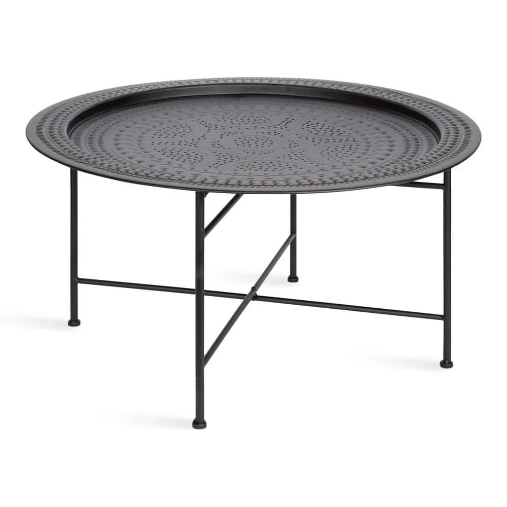 Razza Black 15.37 in. Round Metal Coffee Table by Kate and Laurel 3 Razza Black 15.37 in. Round Metal Coffee Table by Kate and Laurel