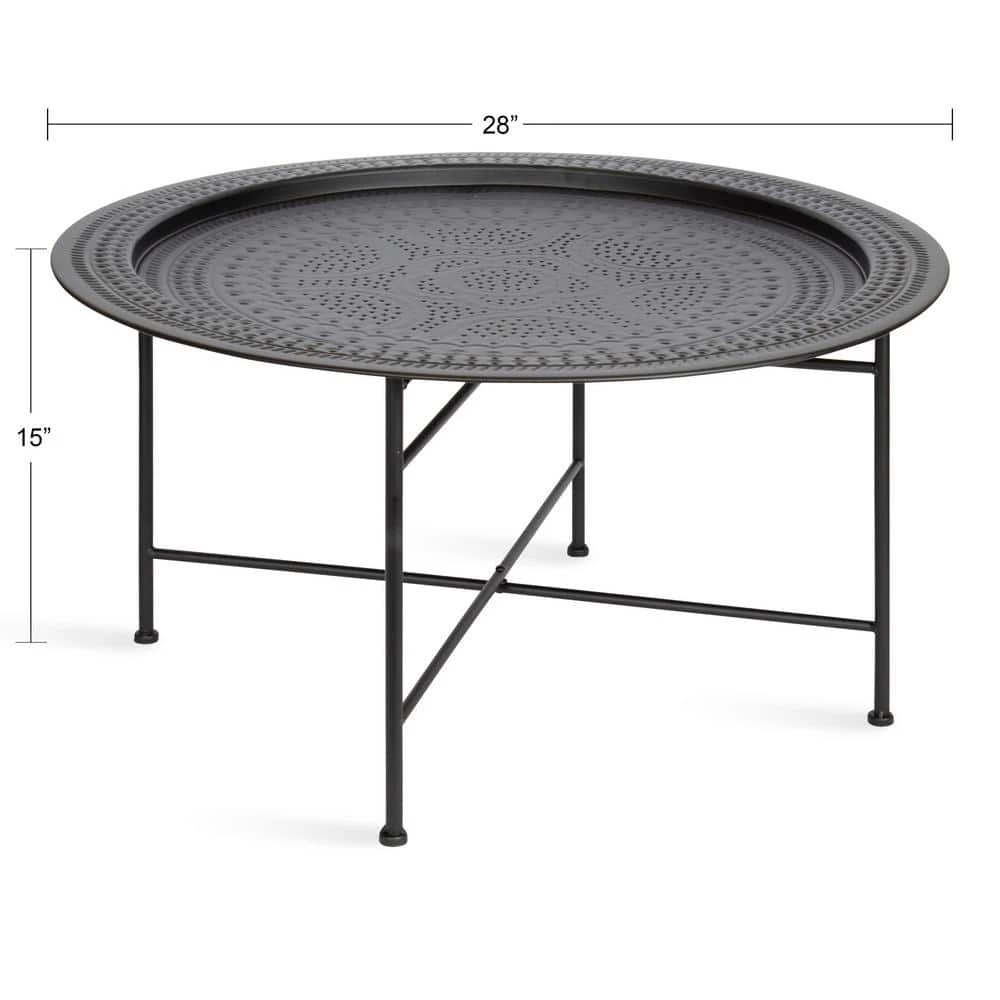 Razza Black 15.37 in. Round Metal Coffee Table by Kate and Laurel 6 Razza Black 15.37 in. Round Metal Coffee Table by Kate and Laurel - Image 4