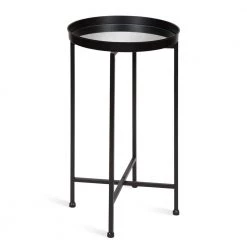 Celia 14 in. Black Round Glass End Table by Kate and Laurel