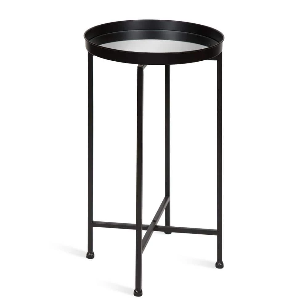 Celia 14 in. Black Round Glass End Table by Kate and Laurel 3 Celia 14 in. Black Round Glass End Table by Kate and Laurel