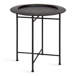 Razza 19 in. Black Round Metal End Table by Kate and Laurel