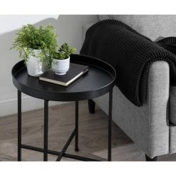 Celia 18.37 in. Black Round Metal End Table by Kate and Laurel -Sealy Sales Store black kate and laurel end side tables 219940 76 1000