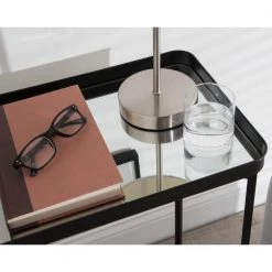 Celia 17.91 in. Black Rectangle Glass End Table by Kate and Laurel -Sealy Sales Store black kate and laurel end side tables 219956 76 1000