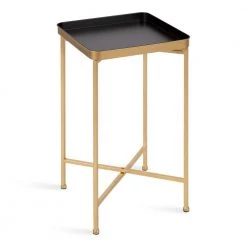 Celia 13.75 in. Black Square Metal End Table by Kate and Laurel
