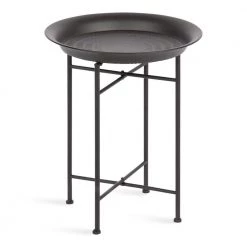 Mahdavi 16.50 in. Black Round Metal End Table by Kate and Laurel