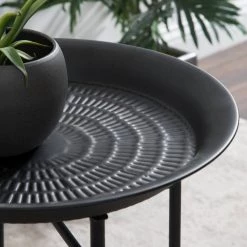 Mahdavi 16.50 in. Black Round Metal End Table by Kate and Laurel -Sealy Sales Store black kate and laurel end side tables 220500 76 1000