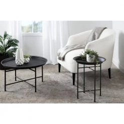 Mahdavi 16.50 in. Black Round Metal End Table by Kate and Laurel -Sealy Sales Store black kate and laurel end side tables 220500 fa 1000