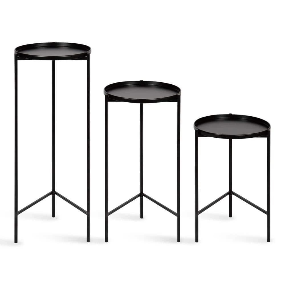 Ulani 12.00 in. Black Round Metal End Table with 3-Pieces by Kate and Laurel 7 Ulani 12.00 in. Black Round Metal End Table with 3-Pieces by Kate and Laurel - Image 5