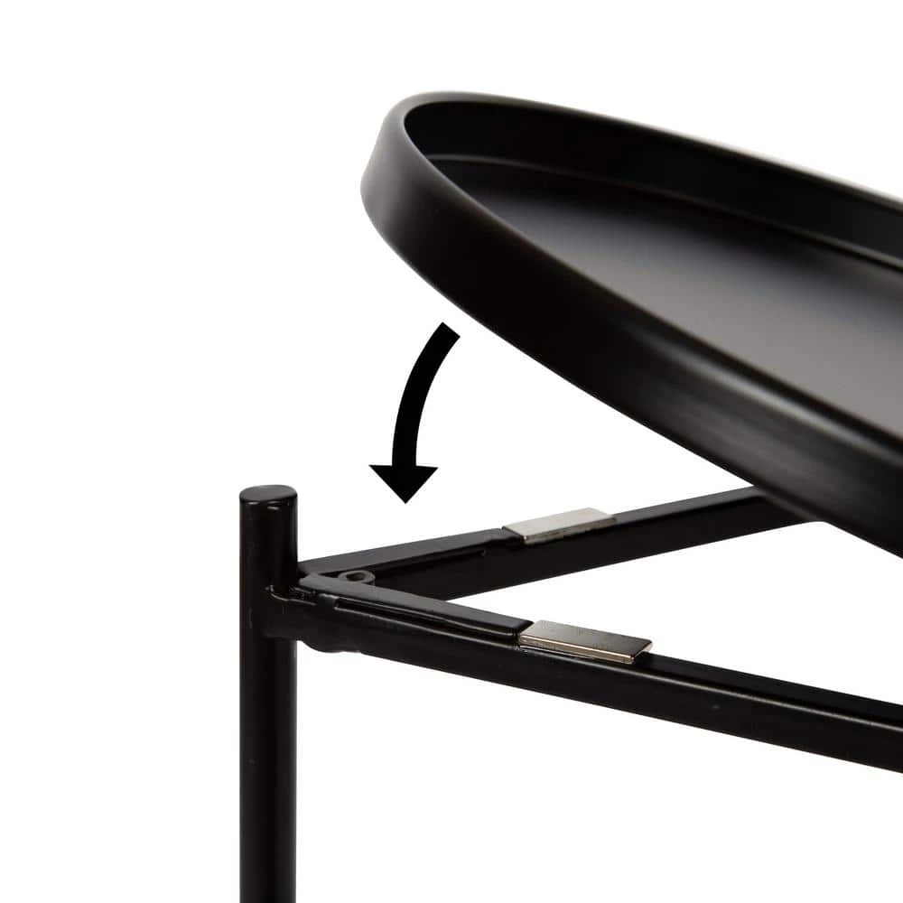 Ulani 12.00 in. Black Round Metal End Table with 3-Pieces by Kate and Laurel 5 Ulani 12.00 in. Black Round Metal End Table with 3-Pieces by Kate and Laurel - Image 3