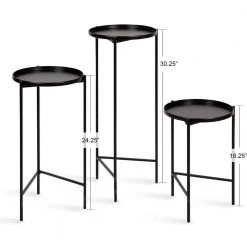 Ulani 12.00 in. Black Round Metal End Table with 3-Pieces by Kate and Laurel 12 Ulani 12.00 in. Black Round Metal End Table with 3-Pieces by Kate and Laurel -Sealy Sales Store black kate and laurel end side tables 221256 c3 1000