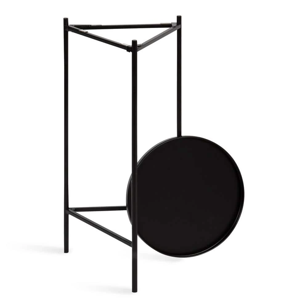 Ulani 12.00 in. Black Round Metal End Table with 3-Pieces by Kate and Laurel 4 Ulani 12.00 in. Black Round Metal End Table with 3-Pieces by Kate and Laurel - Image 2