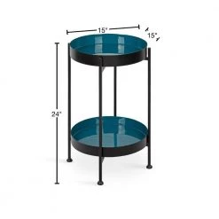 Nira 15 in. Black Round Metal End Table by Kate and Laurel -Sealy Sales Store black teal kate and laurel end side tables 217249 40 1000