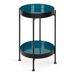 Nira 15 in. Black Round Metal End Table by Kate and Laurel