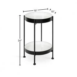 Nira 15 in. Black Round Metal End Table by Kate and Laurel 12 Nira 15 in. Black Round Metal End Table by Kate and Laurel -Sealy Sales Store black white kate and laurel end side tables 217250 40 1000