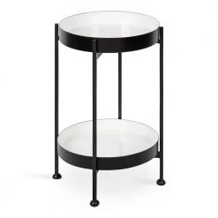 Nira 15 in. Black Round Metal End Table by Kate and Laurel
