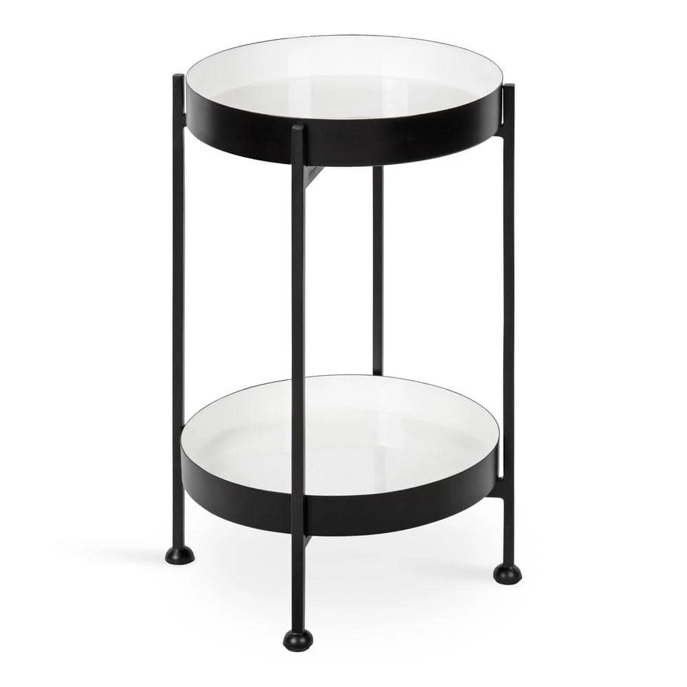 Nira 15 in. Black Round Metal End Table by Kate and Laurel 3 Nira 15 in. Black Round Metal End Table by Kate and Laurel