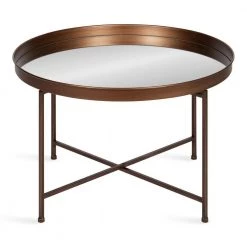 Celia Bronze 19 in. Round Glass (Mirror) Top Coffee Table by Kate and Laurel -Sealy Sales Store bronze kate and laurel coffee tables 221160 4f 1000