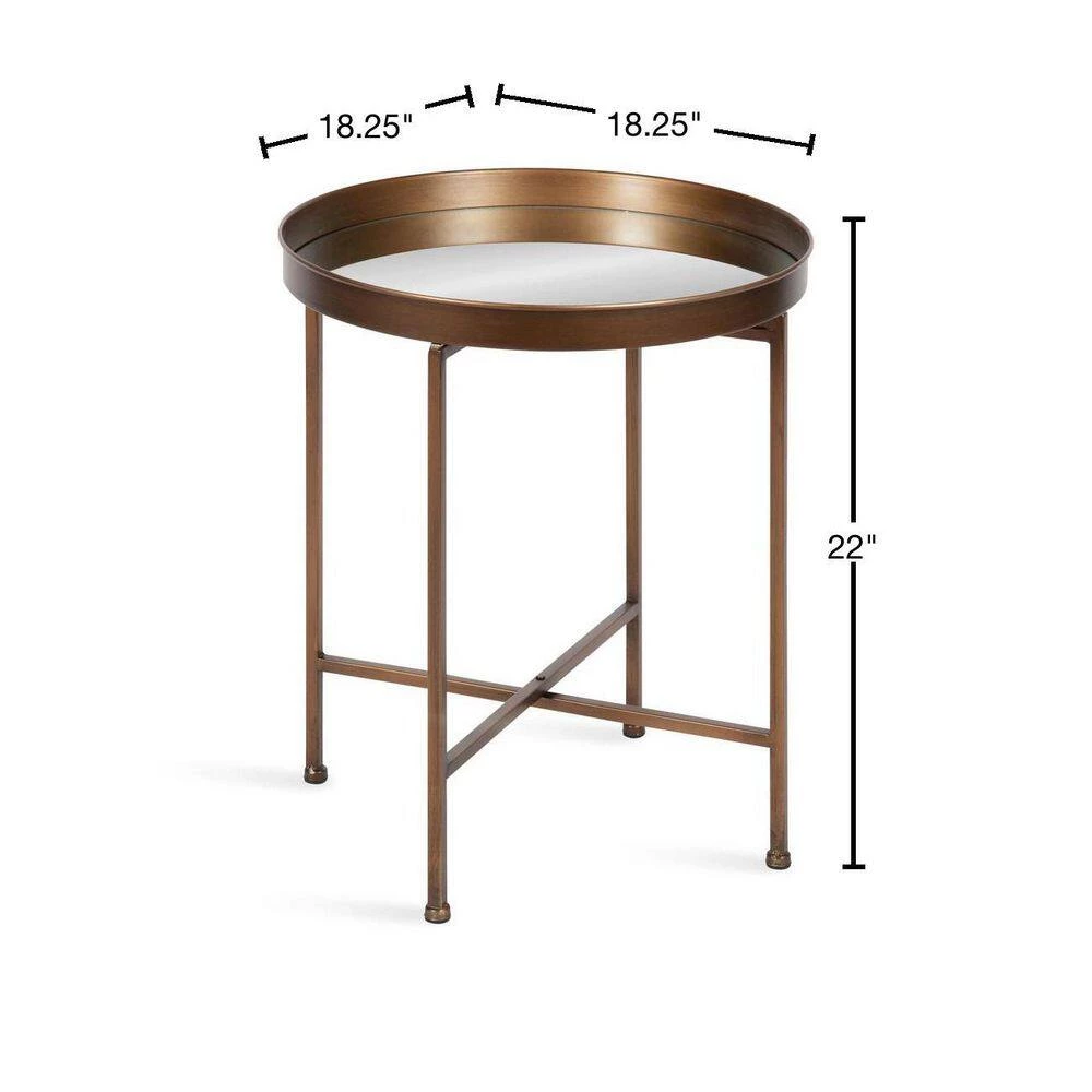 Celia 18.25 in. Bronze Round Glass End Table by Kate and Laurel 5 Celia 18.25 in. Bronze Round Glass End Table by Kate and Laurel - Image 3