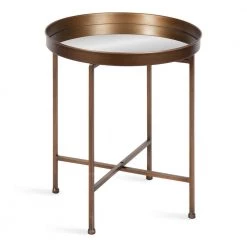 Celia 18.25 in. Bronze Round Glass End Table by Kate and Laurel