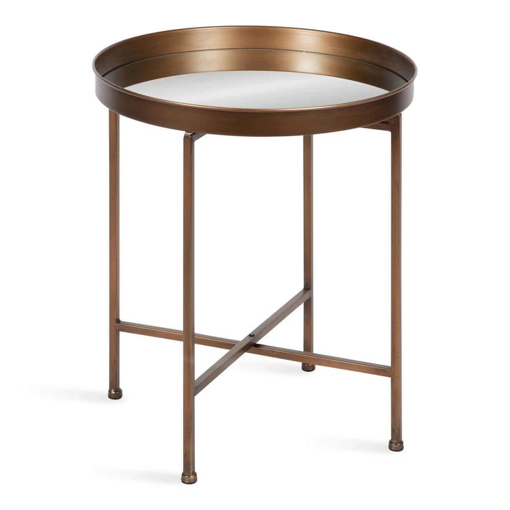 Celia 18.25 in. Bronze Round Glass End Table by Kate and Laurel 3 Celia 18.25 in. Bronze Round Glass End Table by Kate and Laurel