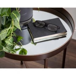 Celia 18.25 in. Bronze Round Glass End Table by Kate and Laurel 15 Celia 18.25 in. Bronze Round Glass End Table by Kate and Laurel -Sealy Sales Store bronze kate and laurel end side tables 219946 76 1000