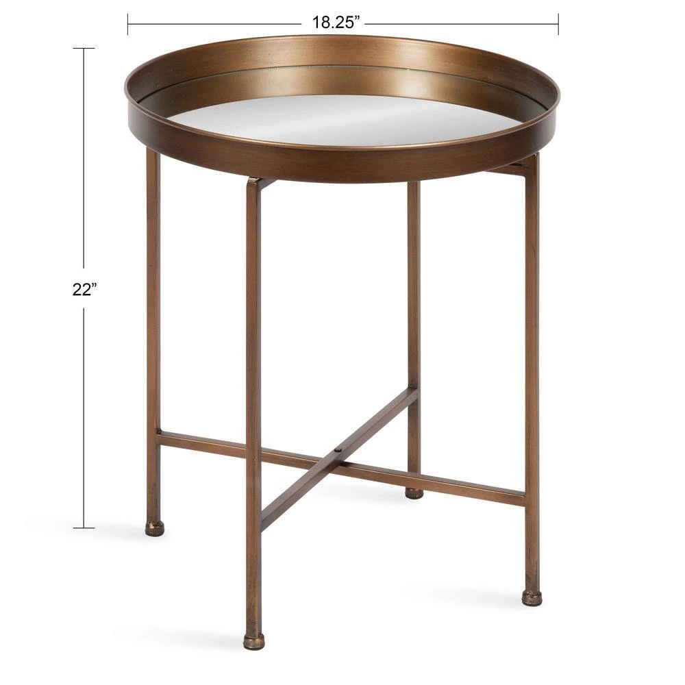 Celia 18.25 in. Bronze Round Glass End Table by Kate and Laurel 7 Celia 18.25 in. Bronze Round Glass End Table by Kate and Laurel - Image 5