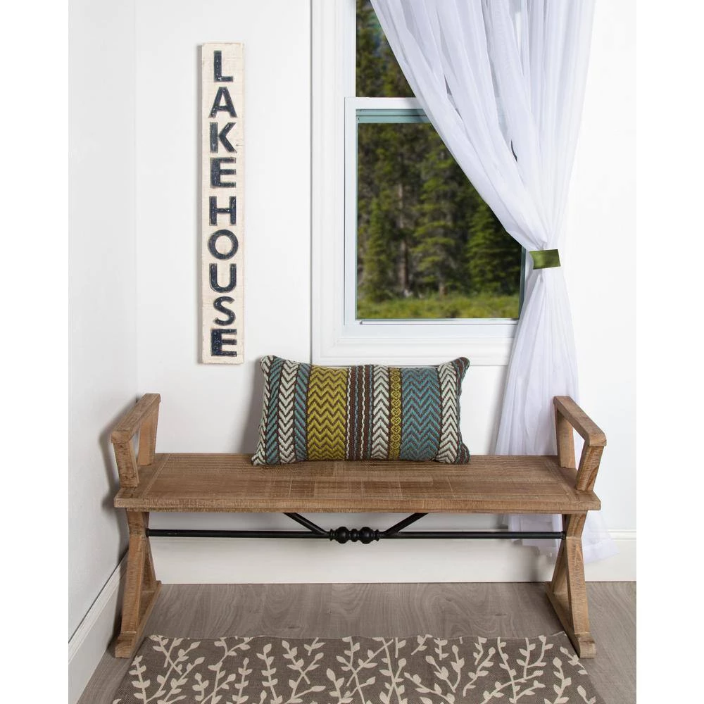 Travere Brown Bench 25 in. x 48 in. x 15 in. by Kate and Laurel 2 Travere Brown Bench 25 in. x 48 in. x 15 in. by Kate and Laurel - Image 2