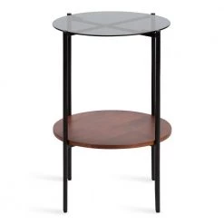 Ottelo 18 in. Brown Round Glass End Table by Kate and Laurel -Sealy Sales Store brown kate and laurel end side tables 219245 4f 1000