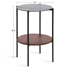 Ottelo 18 in. Brown Round Glass End Table by Kate and Laurel -Sealy Sales Store brown kate and laurel end side tables 219245 c3 1000