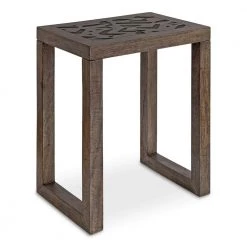 Elyria 20 in. Engraved Gray Rectangle Wood End Table by Kate and Laurel