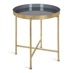 Celia 18.25 in. Gold Round Metal End Table by Kate and Laurel