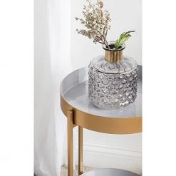 Nira 15 in. Gold Round Metal End Table by Kate and Laurel 16 Nira 15 in. Gold Round Metal End Table by Kate and Laurel -Sealy Sales Store gold gray kate and laurel end side tables 217251 76 1000