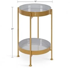 Nira 15 in. Gold Round Metal End Table by Kate and Laurel 13 Nira 15 in. Gold Round Metal End Table by Kate and Laurel -Sealy Sales Store gold gray kate and laurel end side tables 217251 c3 1000