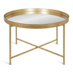 Celia Gold 18.89 in. Round Glass (Mirrored) Top Coffee Table by Kate and Laurel -Sealy Sales Store gold kate and laurel coffee tables 214679 4f 1000