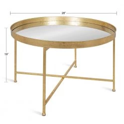 Celia Gold 18.89 in. Round Glass (Mirrored) Top Coffee Table by Kate and Laurel -Sealy Sales Store gold kate and laurel coffee tables 214679 c3 1000