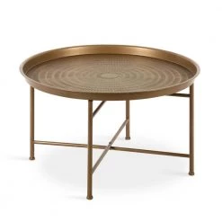 Mahdavi Gold 25.50 in. Round Metal Coffee Table by Kate and Laurel