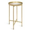 Celia 14 in. Gold Round Glass End Table by Kate and Laurel