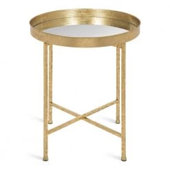Celia 18.25 in. Gold Round Glass End Table by Kate and Laurel -Sealy Sales Store gold kate and laurel end side tables 214610 4f 1000