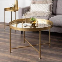 Celia 18.25 in. Gold Round Glass End Table by Kate and Laurel -Sealy Sales Store gold kate and laurel end side tables 214610 76 1000